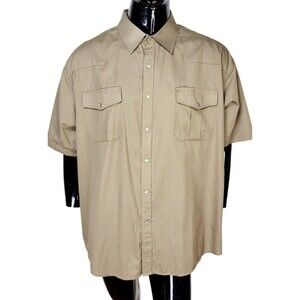 Coevals Club Western Brown Pearl Snap Causal Men's Shirt Size 3XL